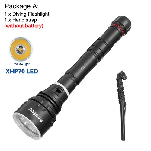 Asafee 3000LM DA33 ultra bright P70 LED diving flashlight scuba fishing underwater 80M using 18650/26650 batteries multi gear magnetic control thrust switch IPX8 waterproof