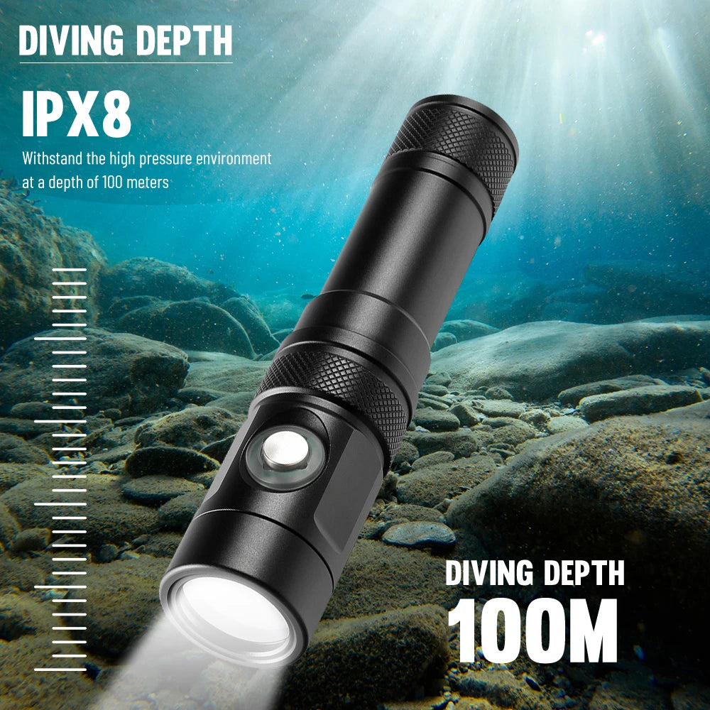 Asafee DT15 Handheld Diving Flashlight Troch SST20 LED 1000Lumen Rechargeable 21700 Scuba Diver Lantern 150mUnderwater Dive Lamp