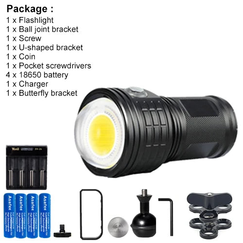 Asafee DRC01 80M 6000LM Underwater Diving Flashlight 500M Power COB Red Blue Dive Light Waterproof Photography Diving Fill Light