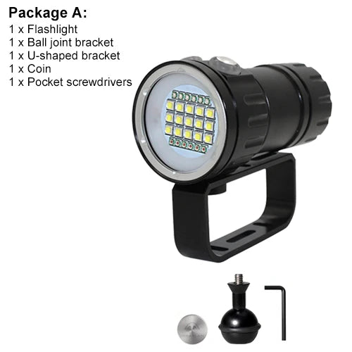 Asafee C15 Professional Diving Photograph Flashlight 8000LM Ultra Dive Torch 100M Dept IPX8 Waterproof Red/Blue/White Torch