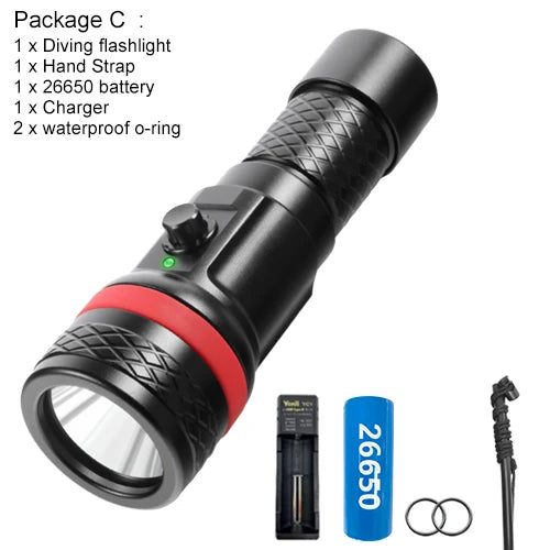 Asafee D26 New Diving Scuba Flashlight IP68 Aluminum SFT40 LED 1500Lumen Long Working Time Underwater Submersible Flashlights