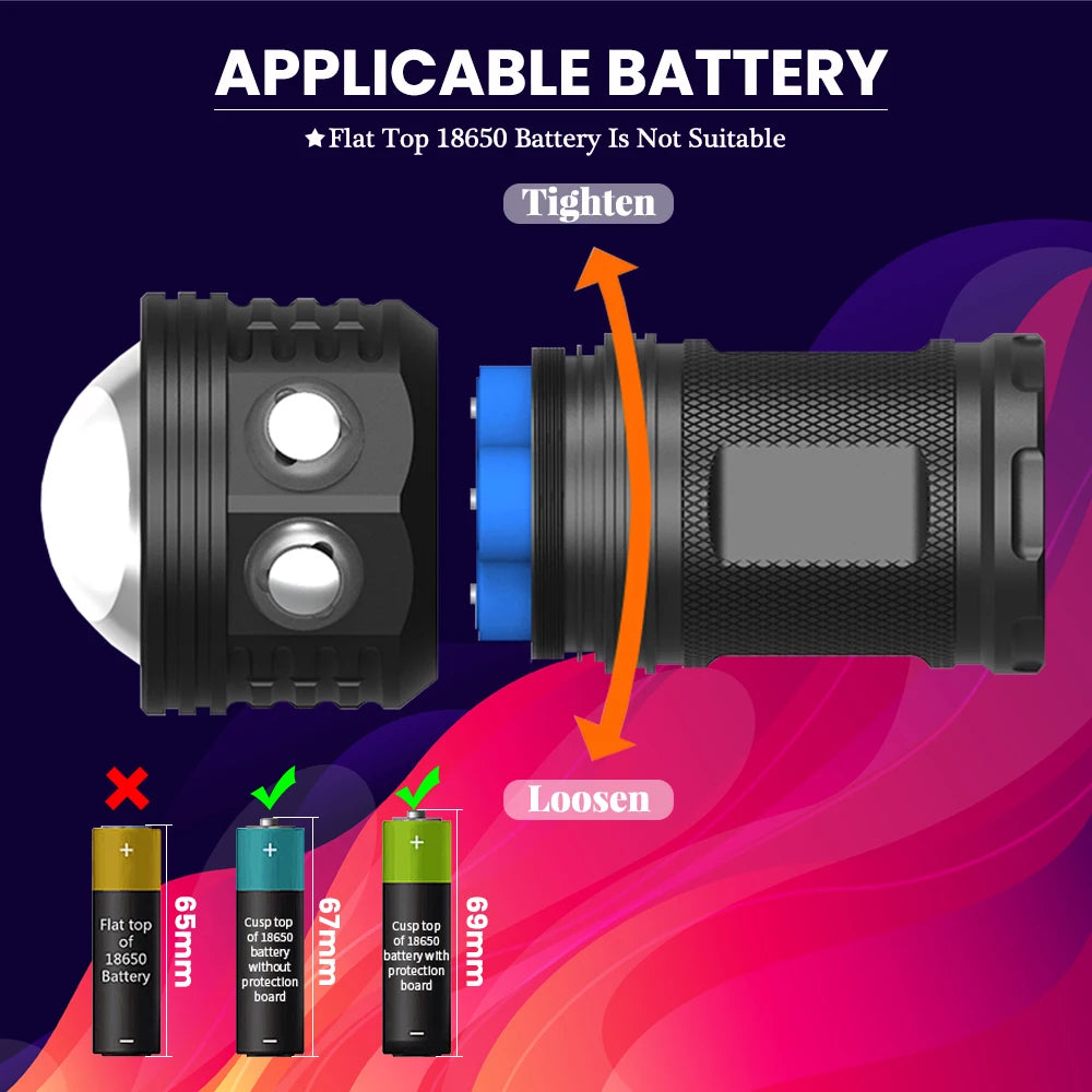 Asafee DRC01 80M 6000LM Underwater Diving Flashlight 500M Power COB Red Blue Dive Light Waterproof Photography Diving Fill Light