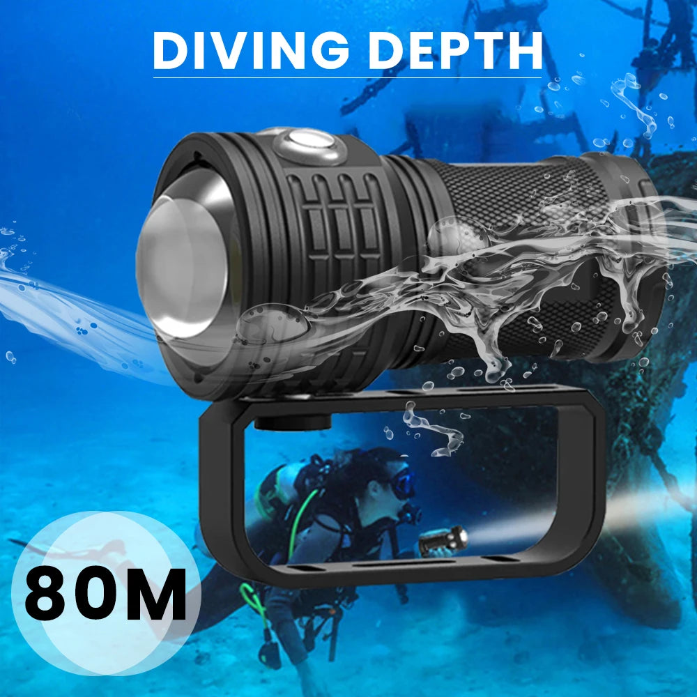 Asafee DRC01 80M 6000LM Underwater Diving Flashlight 500M Power COB Red Blue Dive Light Waterproof Photography Diving Fill Light