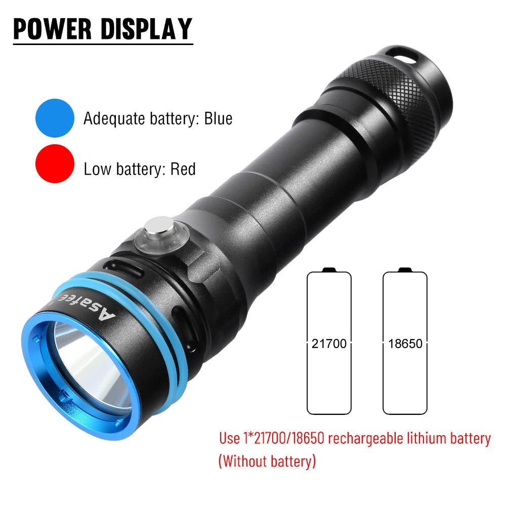 Asafee DT100 SFT40 LED Scuba Torch 2000LM Ultra Light IPX8 Waterproof 50M Underwater Dive Spearfishing Lamp Diving Flashlight