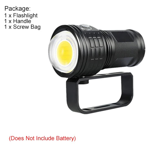 Asafee 80M Deep Diving Flashlight IPX8 Waterproof 80°c Degree Photography COB 6000LM Torch Range 300-500M Double Switch