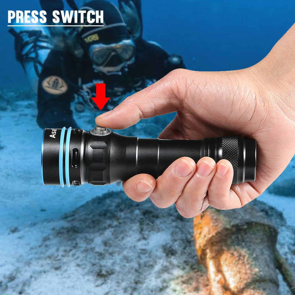 Asafee DT100 SFT40 LED Scuba Torch 2000LM Ultra Light IPX8 Waterproof 50M Underwater Dive Spearfishing Lamp Diving Flashlight