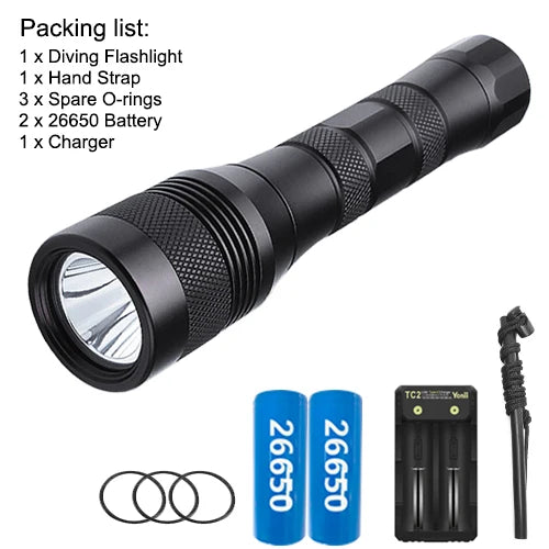 Asafee 200M Diving Flashlight L2 LED Underwater 1050LM Scuba Dive Torch IP68 Waterproof Rating Rechargeable Diver Lamp Lanterna