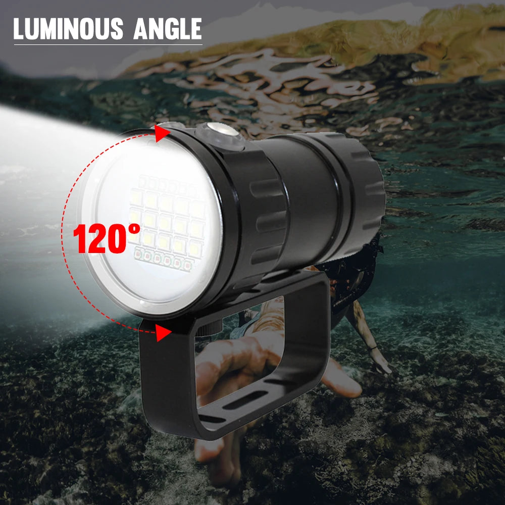 Asafee C15 Professional Diving Photograph Flashlight 8000LM Ultra Dive Torch 100M Dept IPX8 Waterproof Red/Blue/White Torch