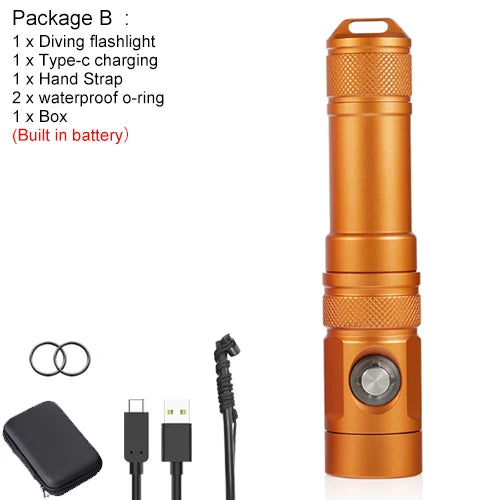 Asafee 100M Diving Flashlight SST20 LED 1000LM 100M Underwater IPX8 Waterproof Lamp Bulit-in Battery Rechargeable Torch