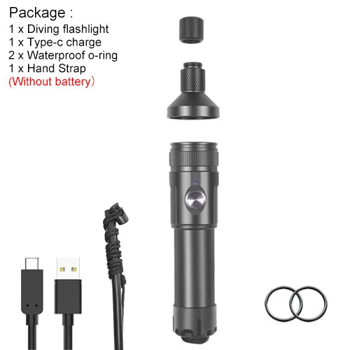 Asafee T21 SST40 2000LM Super Bright Diving Flashlight Photography Torch Portable Dive Spotlight 80m Depth Rechargeable