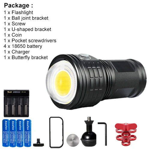 Asafee DRC01 80M 6000LM Underwater Diving Flashlight 500M Power COB Red Blue Dive Light Waterproof Photography Diving Fill Light