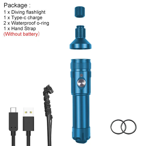 Asafee T21 SST40 2000LM Super Bright Diving Flashlight Photography Torch Portable Dive Spotlight 80m Depth Rechargeable