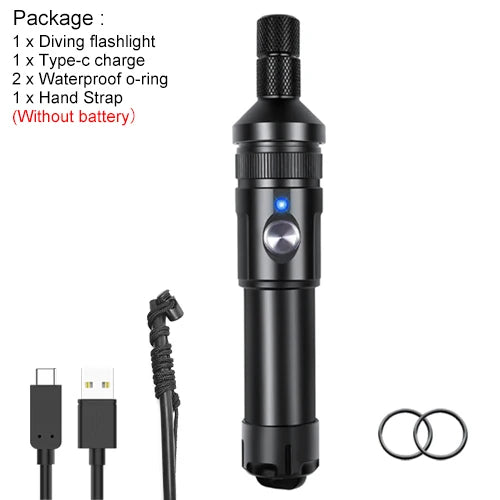 Asafee T21 SST40 2000LM Super Bright Diving Flashlight Photography Torch Portable Dive Spotlight 80m Depth Rechargeable