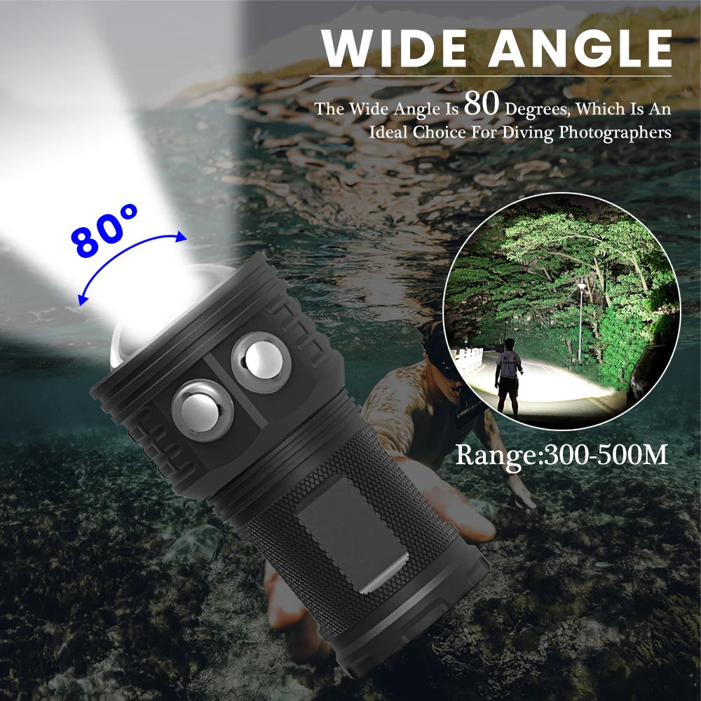 Asafee DRC01 80M 6000LM Underwater Diving Flashlight 500M Power COB Red Blue Dive Light Waterproof Photography Diving Fill Light