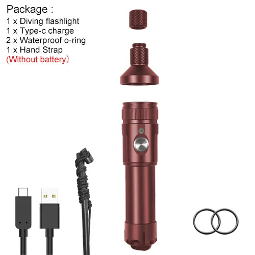 Asafee T21 SST40 2000LM Super Bright Diving Flashlight Photography Torch Portable Dive Spotlight 80m Depth Rechargeable