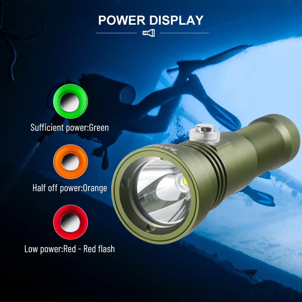 Asafee DT70 Professional Scuba Diving FlashLight SST70 LED 3000LM 251Meter Depth Waterproof Super bright Lamp Rechargeable Torch