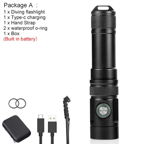 Asafee DT15 Handheld Diving Flashlight Troch SST20 LED 1000Lumen Rechargeable 21700 Scuba Diver Lantern 150mUnderwater Dive Lamp