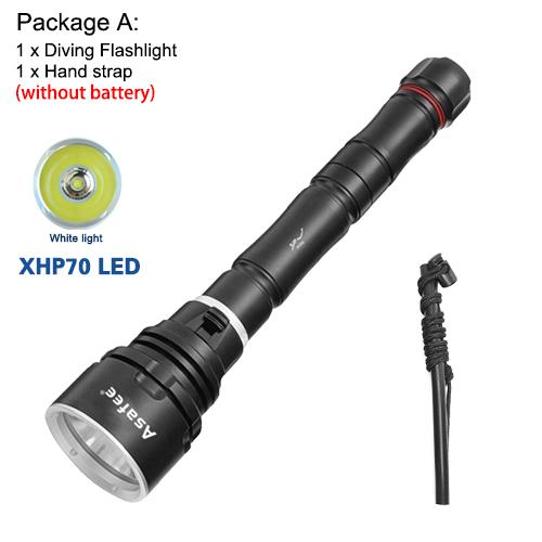 Asafee 3000LM DA33 ultra bright P70 LED diving flashlight scuba fishing underwater 80M using 18650/26650 batteries multi gear magnetic control thrust switch IPX8 waterproof