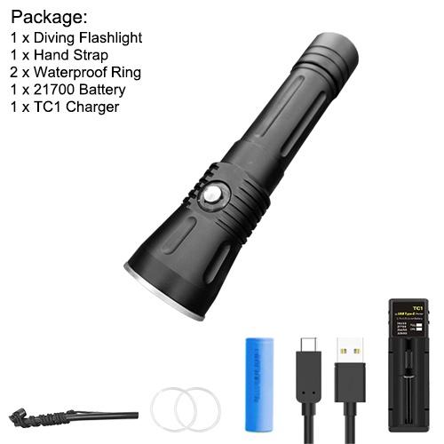 Asafee 2000LM DA11 SST40 LED ultra bright Powerful light Dive flashlight Scuba 5 gear switch using 21700 rechargeable battery IPX8 Waterproof