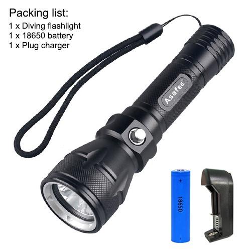 Asafee 1200Lm Fl012D Scuba Diving Light 50M Visibility L2 Led Waterproof 80M Underwater Flashlight Camping Lantern Torch CL7Q