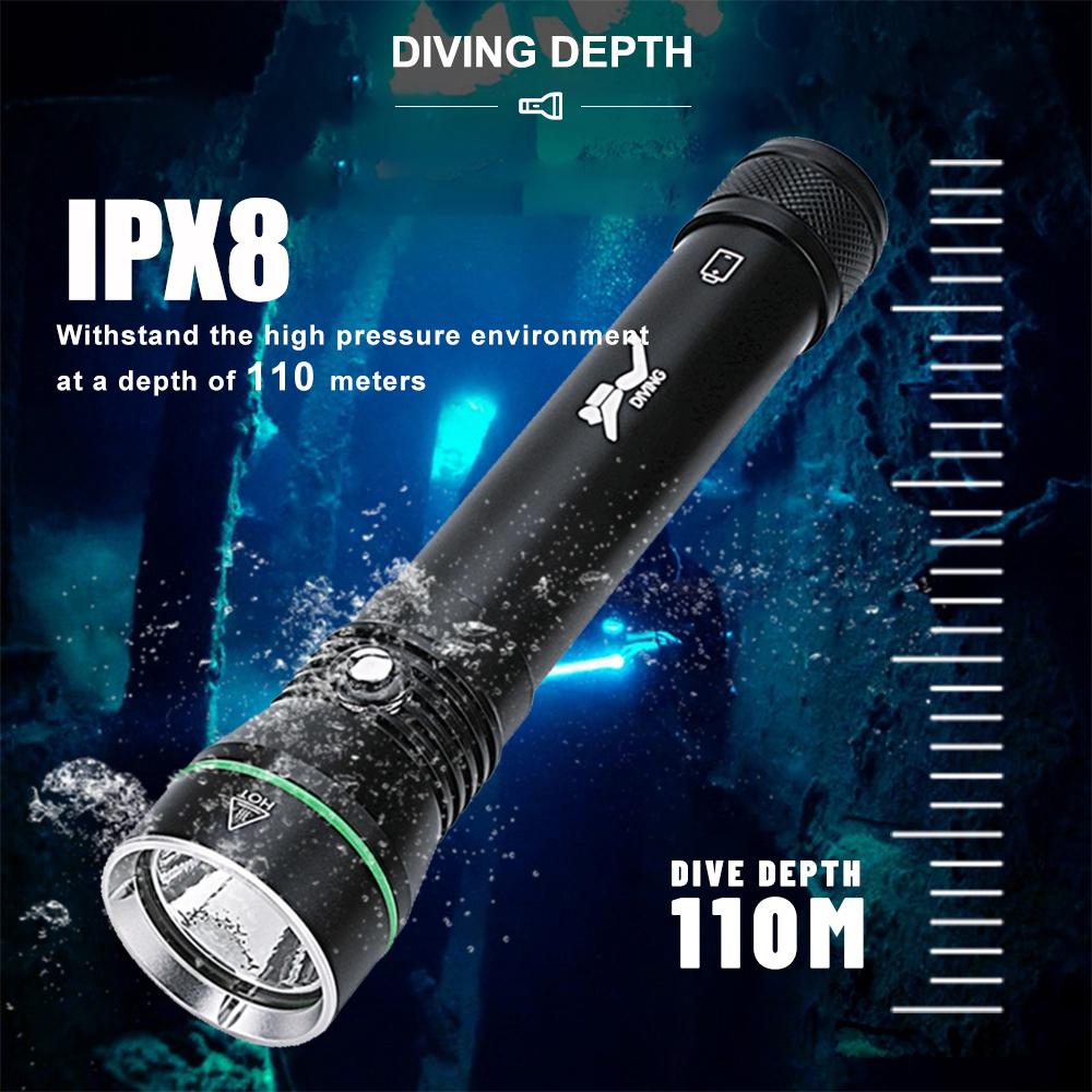 Asafee S4 2000LM ultra bright P50 LED diving flashlight original scuba 3 modes middle button switch using 18650/26650 battery 110M underwater  safety lamp IPX8 waterproof