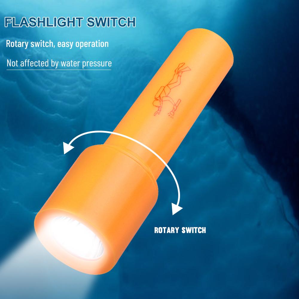 Asafee D115 Mini Porable Powerful T6 LED Diving Flashlight 800LM IPX8 Waterproof Light Underwater 10m Scuba Diver Flash Light Torch Camping Outdoor Work Light