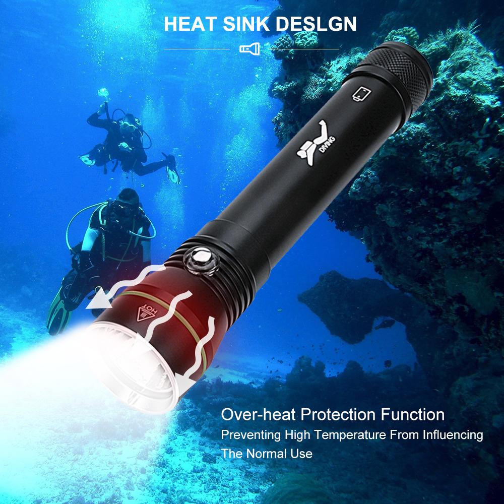 Asafee S4 2000LM ultra bright P50 LED diving flashlight original scuba 3 modes middle button switch using 18650/26650 battery 110M underwater  safety lamp IPX8 waterproof