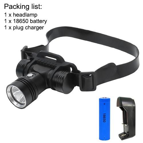Asafee Diving Headlamp 100 Meters Underwater Headlight White Light 1000Lm Xml L2 Led Scuba Flashlight Torch Waterproof Ipx8 18650 Lamp