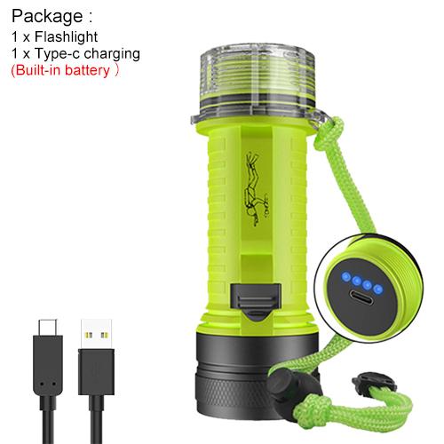 Asafee Super Bright D122-1 Diving Flashlight 2 * P50 LED Underwater scuba Pushing Magnetic Switch 18650/26650 battery Rechargeable IPX8 Waterproof Amphibious Flashlight