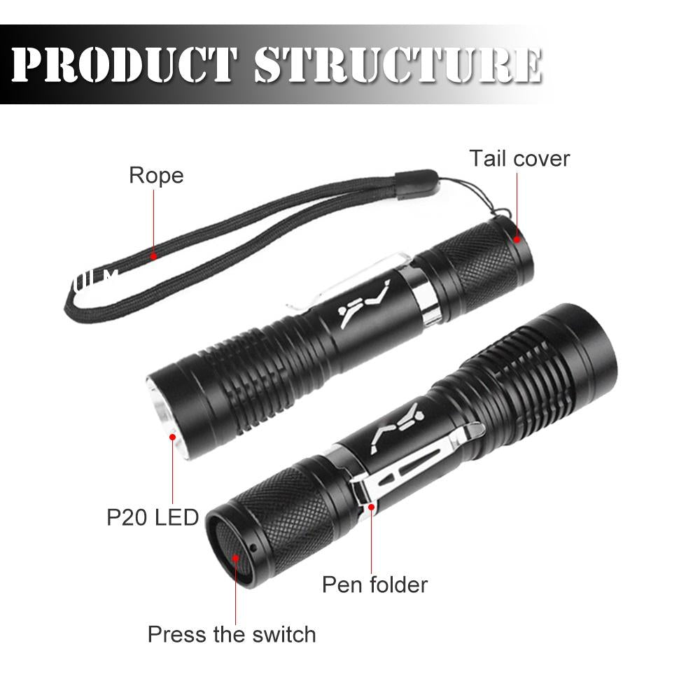 Asafee 300Lm P20 Led Diving Torch D135 Use18650 Battery Fixed Focus Can Be Within 10 Meters Compact And Portable Flashlight Ipx8 Waterproof