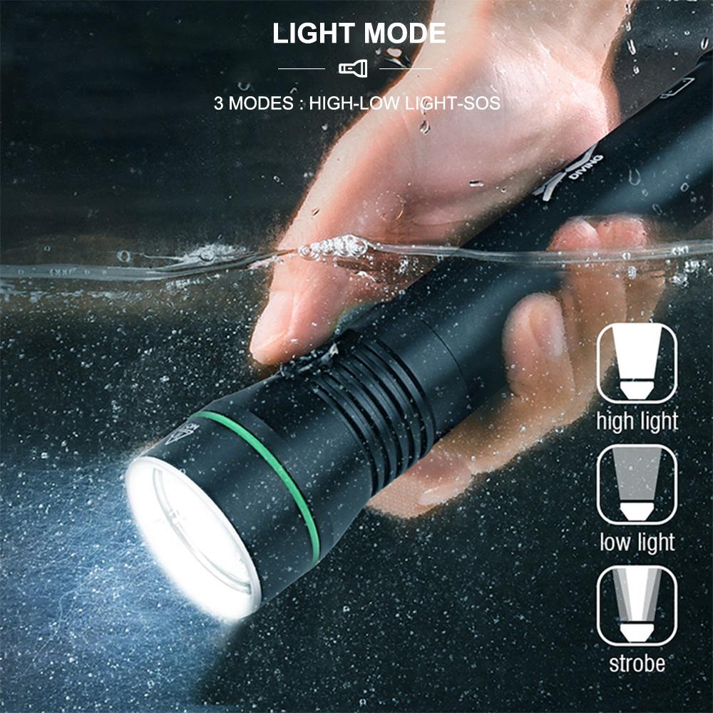 Asafee S4 2000LM ultra bright P50 LED diving flashlight original scuba 3 modes middle button switch using 18650/26650 battery 110M underwater  safety lamp IPX8 waterproof