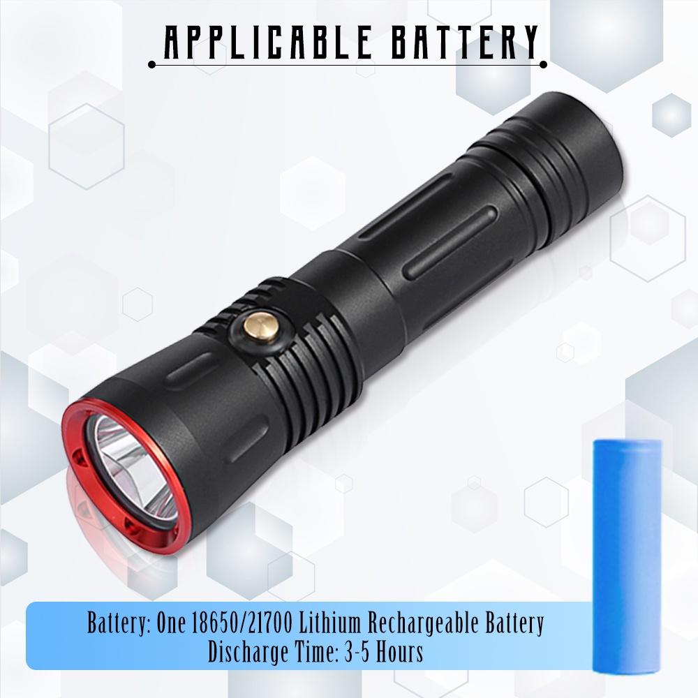 Asafee 2000LM DA11 SST40 LED ultra bright Powerful light Dive flashlight Scuba 5 gear switch using 21700 rechargeable battery IPX8 Waterproof