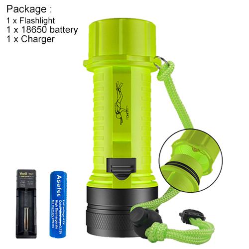 Asafee Super Bright D122-1 Diving Flashlight 2 * P50 LED Underwater scuba Pushing Magnetic Switch 18650/26650 battery Rechargeable IPX8 Waterproof Amphibious Flashlight