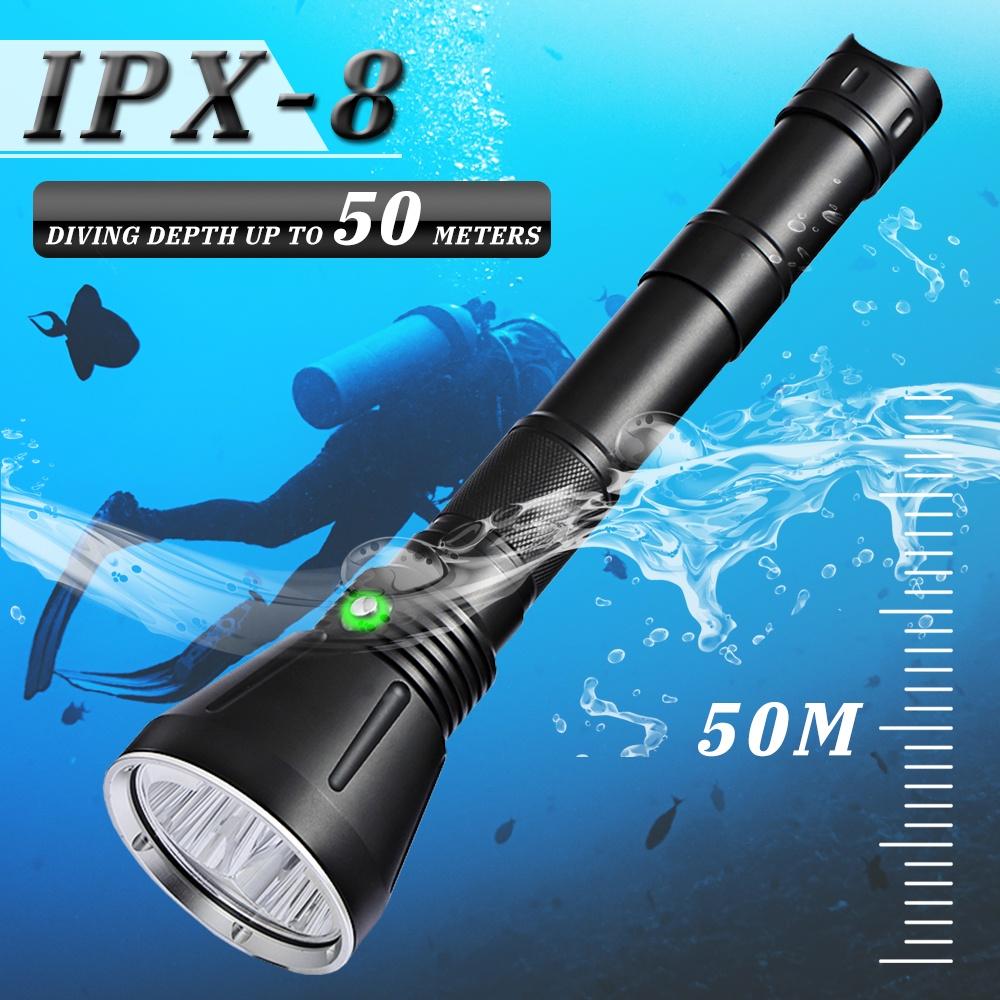 Asafee10000LM DA18 Diving Torch 3*SST70/3*XHP70.2 LED white light Super Powerful Diving Flashlight Powerful LED Flashlight IPX8 Waterproof Underwater Torch Lanterns