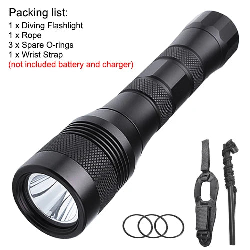 Asafee 200M Diving Flashlight L2 LED Underwater 1050LM Scuba Dive Torch IP68 Waterproof Rating Rechargeable Diver Lamp Lanterna