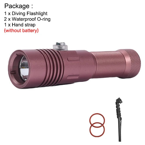 Asafee DT40 Professional Diving Flashlight Portable SST40 LED 2000LM Scuba Lamp Underwater 251m Torch IPX8 Waterproof Dive Light