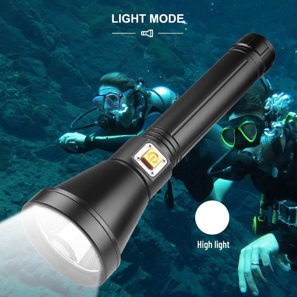 Upgraded D170A Asafee Super Bright Light Diving Flashlight XHP70 LED Cup Fixed Focus Press Magnetic Switch Using 26650/18650 Batteries Underwater scuba Light 1200LM IPX8 Waterproof