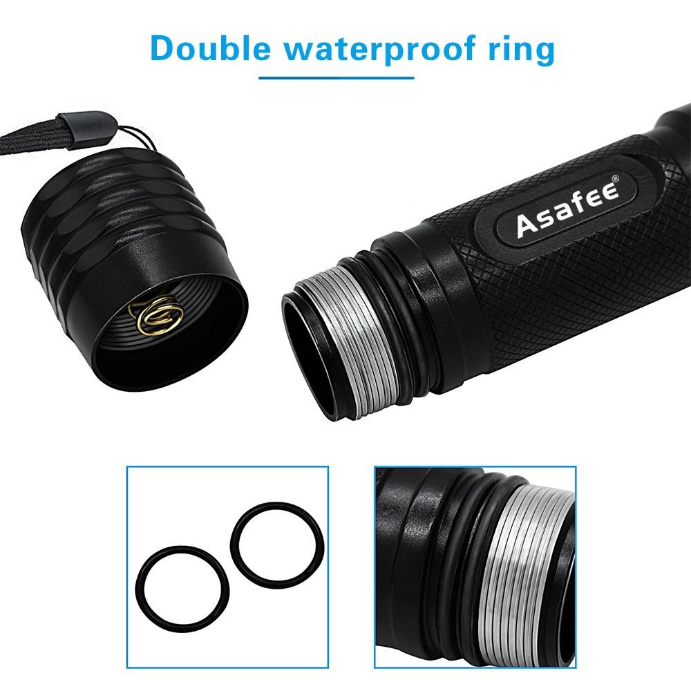Asafee 1200Lm Fl012D Scuba Diving Light 50M Visibility L2 Led Waterproof 80M Underwater Flashlight Camping Lantern Torch CL7Q