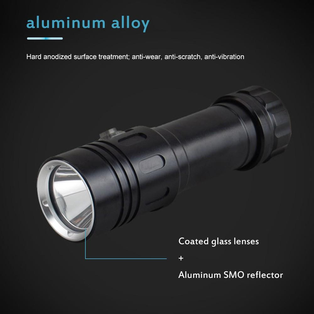 【100% Original】Asafee Scuba Diving flashlight L2-2500 Lumens Waterproof Light Rechargeable Camping Underwater Torch 18650 26650 battery charger