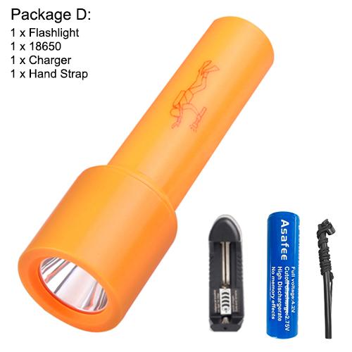 Asafee D115 Mini Porable Powerful T6 LED Diving Flashlight 800LM IPX8 Waterproof Light Underwater 10m Scuba Diver Flash Light Torch Camping Outdoor Work Light