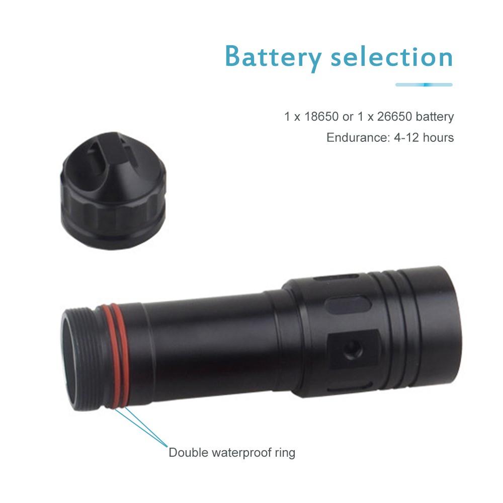 【100% Original】Asafee Scuba Diving flashlight L2-2500 Lumens Waterproof Light Rechargeable Camping Underwater Torch 18650 26650 battery charger