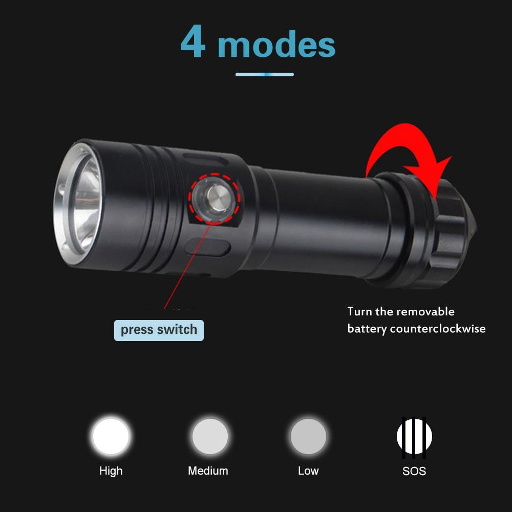 【100% Original】Asafee Scuba Diving flashlight L2-2500 Lumens Waterproof Light Rechargeable Camping Underwater Torch 18650 26650 battery charger