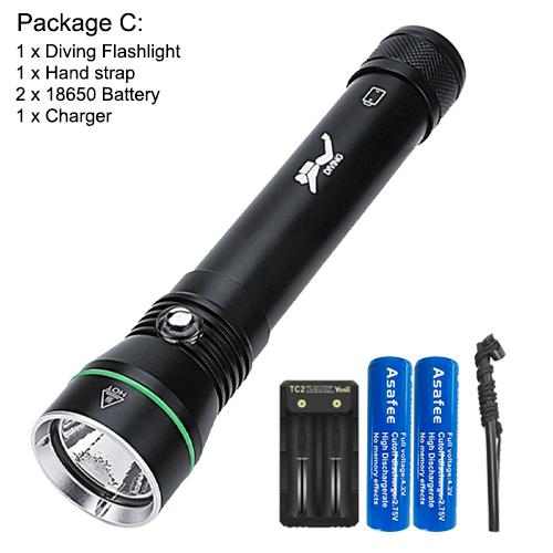 Asafee S4 2000LM ultra bright P50 LED diving flashlight original scuba 3 modes middle button switch using 18650/26650 battery 110M underwater  safety lamp IPX8 waterproof