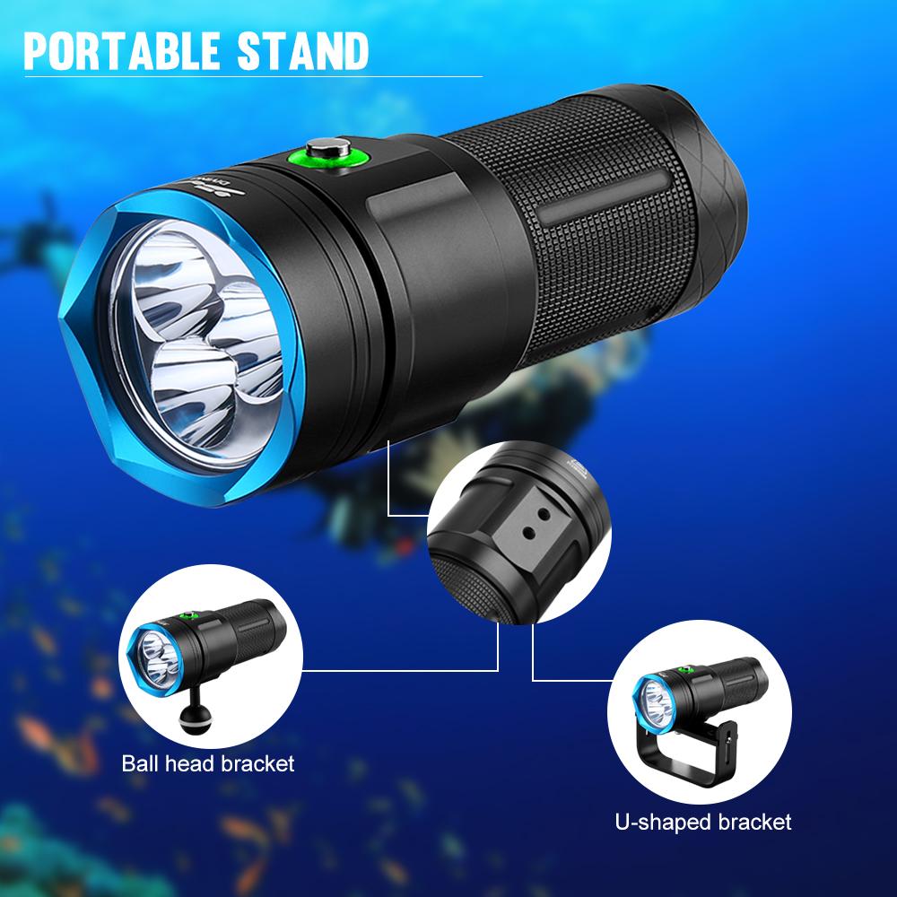 Asafee Super bright DA56 Diving photography flashlight SST40 LED diving scuba assist Lantern 6000LM use18650 battery 5 light modes underwater100M lPX8 waterproof Adventure fishing